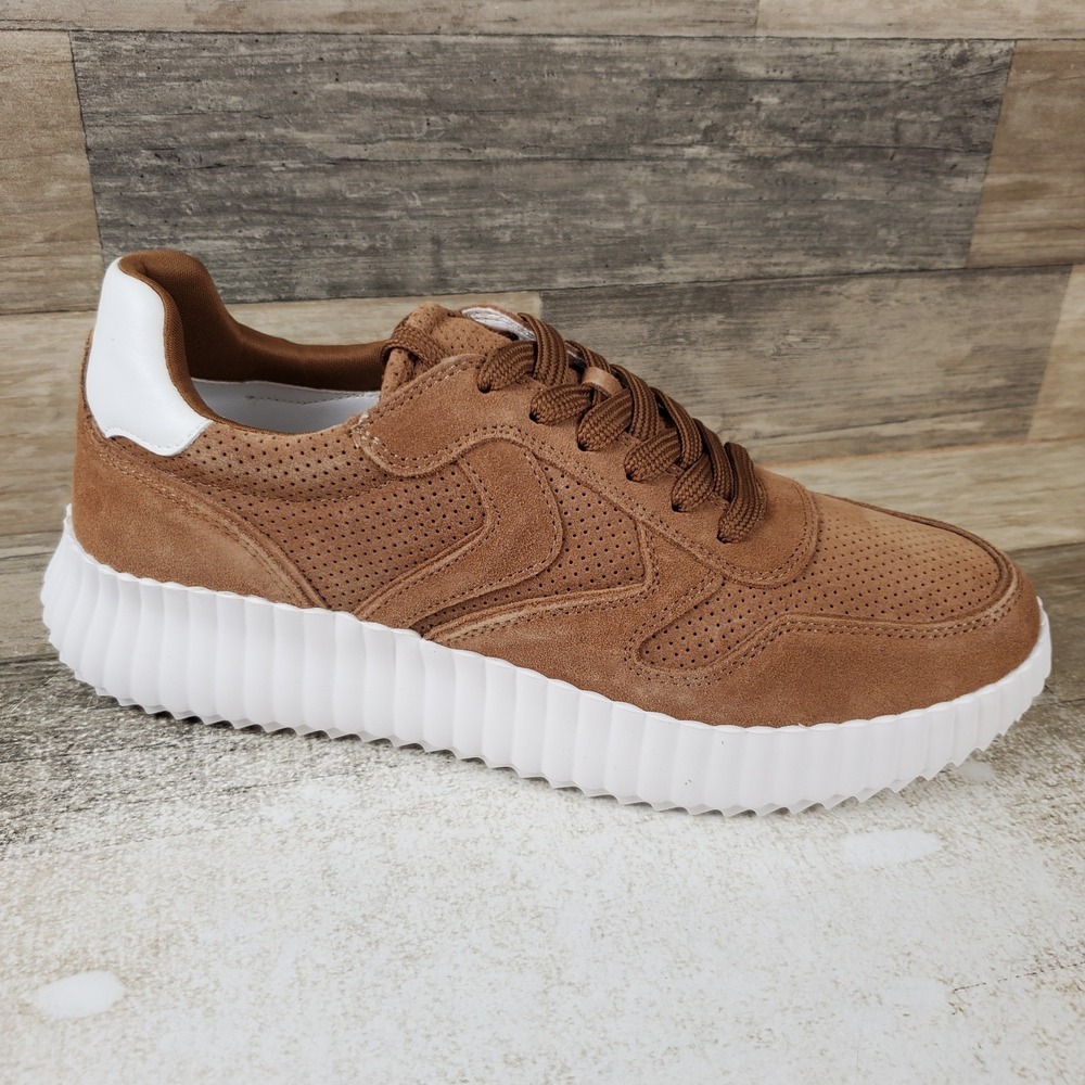Steve Madden Shereen Womens Shoe Sz 10M Chestnut Suede Round Toe Lace Up Sneaker